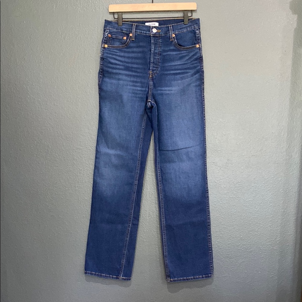 RE/DONE Women’s 29 - 90s HIGH RISE LOOSE Deep Faded Blue 821-03WCUHRLO